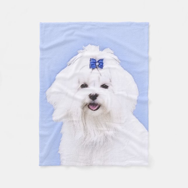 Maltesische Malerei - Niedliche Hundekunst Fleecedecke (Vorderseite)