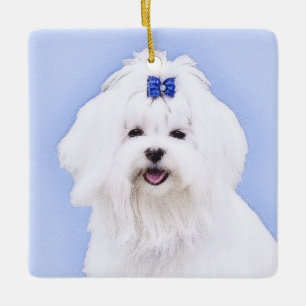 Maltesische Malerei - Niedliche Hundekunst Keramikornament