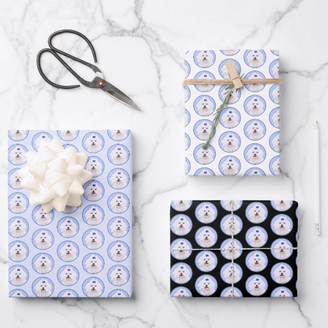 Maltesische Malerei - Niedliche Originalkunst des  Geschenkpapier Set (Vorderseite)