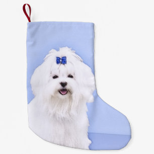 Maltesische Malerei - Niedliche Originalkunst des Kleiner Weihnachtsstrumpf