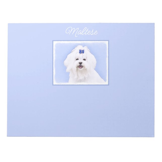 Maltesische Malerei - Niedliches Original Hundekun Notizblock (Vorderseite)