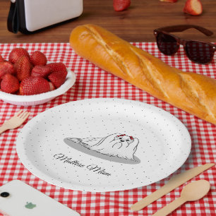 Maltesische Mama - Niedliche Mama Hunde Rasse Mama Pappteller