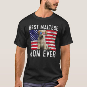 Maltesische Mama US amerikanische Flagge Malteser T-Shirt