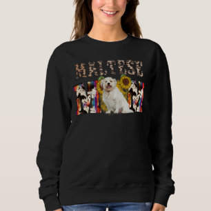 Maltesische Mama Western Sonnenblume Muttertag Sweatshirt