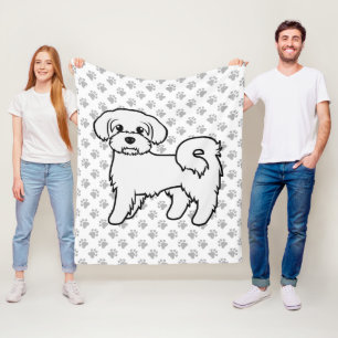 Maltesische Niedliche Cartoon Dog Illustration Fleecedecke