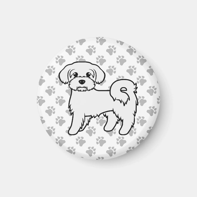 Maltesische Niedliche Cartoon Dog Illustration Magnet (Vorne)