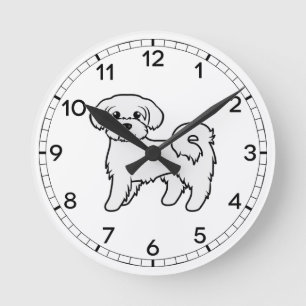 Maltesische Niedliche Cartoon Dog Illustration Runde Wanduhr