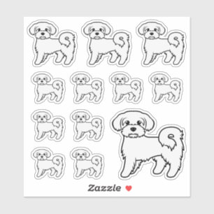 Maltesische Niedliche Cartoon Dog Illustrationen Aufkleber