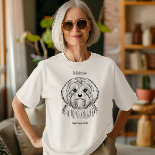 Maltesische Portrait Black Line Illustration Tri-Blend Shirt
