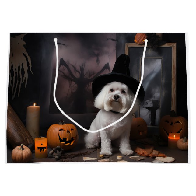 Maltesische Pumpkins Halloween Beängstigend Große Geschenktüte (Vorderseite)