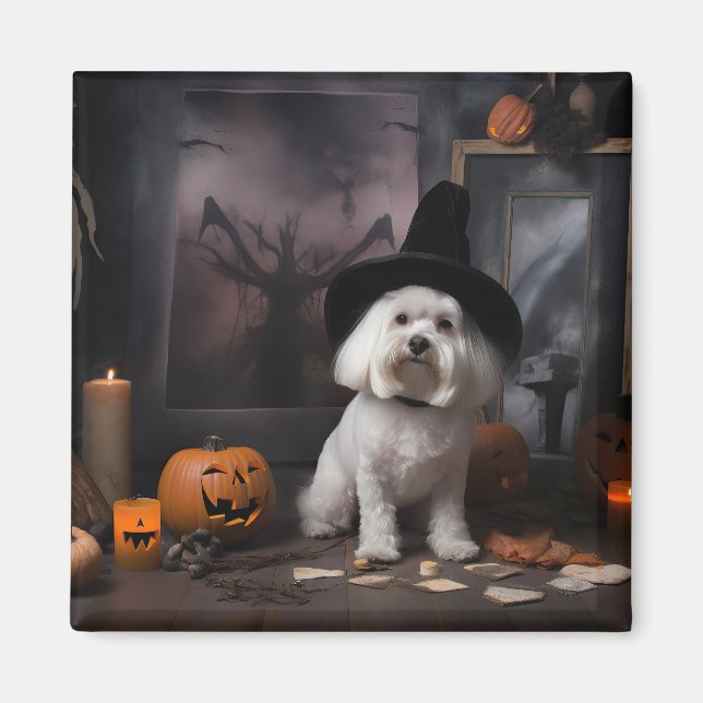 Maltesische Pumpkins Halloween Beängstigend Magnet (Vorne)