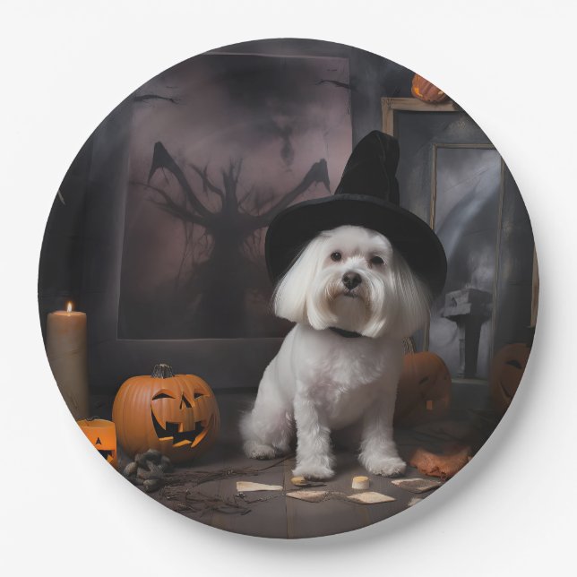 Maltesische Pumpkins Halloween Beängstigend Pappteller (Vorderseite)
