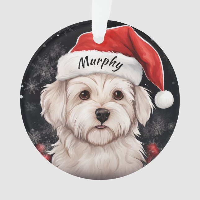 Maltesische Terrier Custom Weihnachtsdekoration Ornament (Vorderseite)