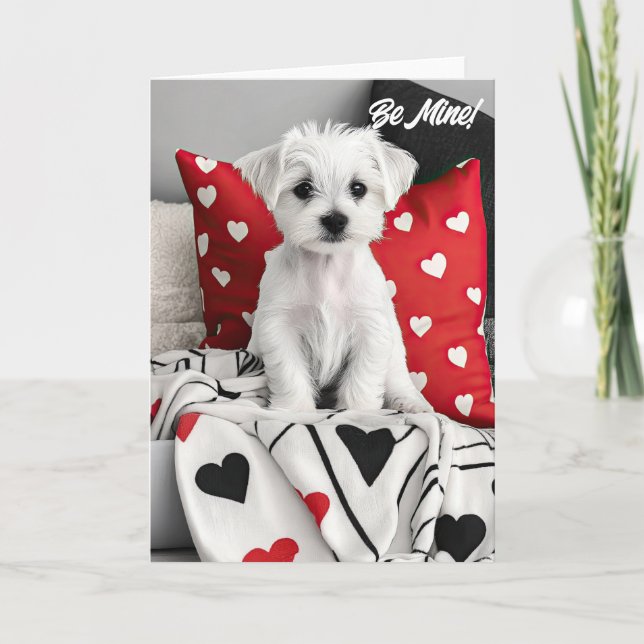 Maltesische Terrier Welppy Valentine Card Dankeskarte (Vorderseite)