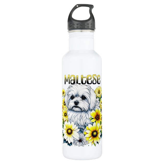 Maltesische Wasserfarbe i Art für Hundebesitzer Edelstahlflasche (Vorderseite)