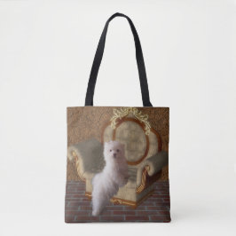 Maltesische Welpe auf Stuhl Hunde Kunst Tasche