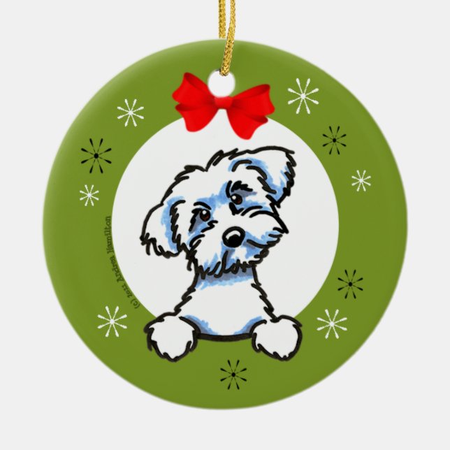 Maltesische Welpe Cut Christmas Classic Keramik Ornament (Vorne)