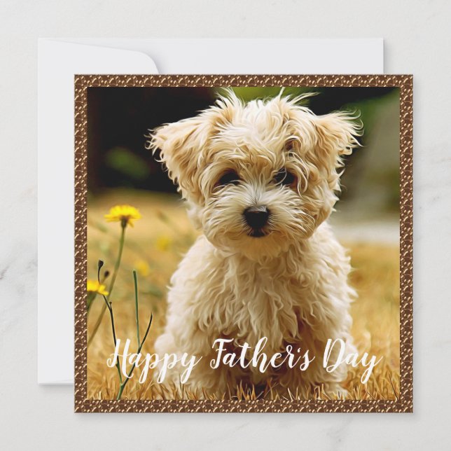 Maltesische Welpe Happy Father's Day Card Dankeskarte (Vorderseite)