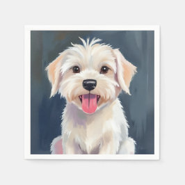 Maltesische Welpe White Dog Malerei Serviette