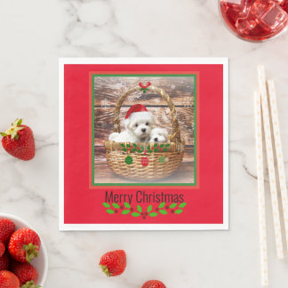 Maltesische Welpen Weihnachtsgestaltung Serviette