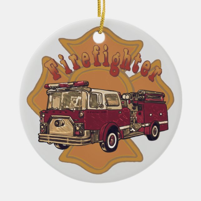 Maltesischer Feuerwehrmann Keramik Ornament (Vorne)