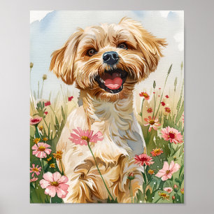 Maltesischer Hund Fluffy Wasserfarben Art Print Po Poster
