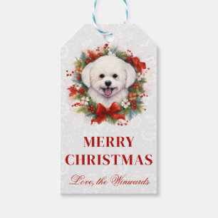Maltesischer Hund mit Wasserfarbe und Weihnachten Geschenkanhänger