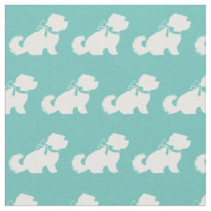 Maltesischer Hund Silhouette Haustier Aquamarin Stoff