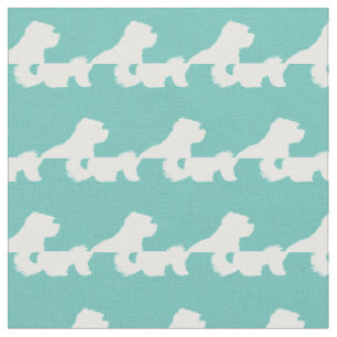 Maltesischer Hund Silhouette Haustier Aquamarin Stoff