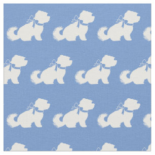 Maltesischer Hund Silhouette Pet Light Blue Stoff