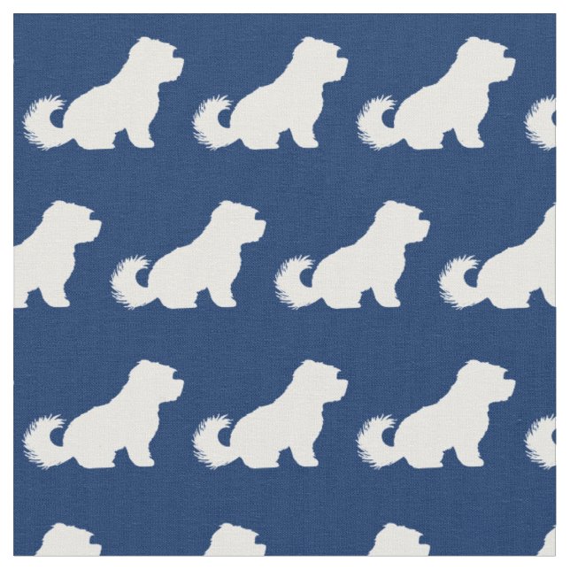 Maltesischer Hund Silhouette Pet Navy Blue Stoff (Nahaufnahme)