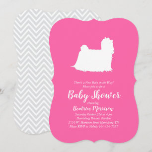 Maltesischer Hunde Baby Dusche Pink Girl Einladung