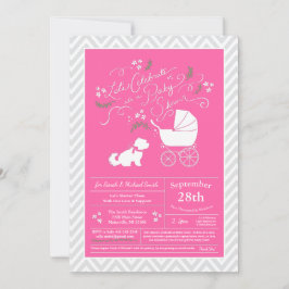 Maltesischer Hunde Baby Dusche Pink Girl Einladung