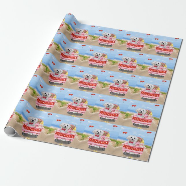 Maltesischer Hundeschlitten Geschenkpapier (Ungerollt)
