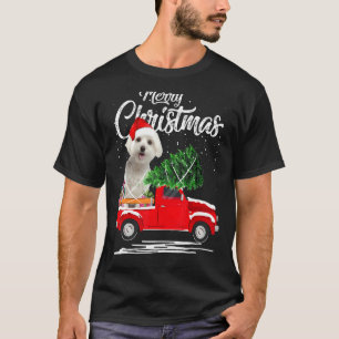 Maltesischer Hundeschritt Red Truck Weihnachten Pa T-Shirt