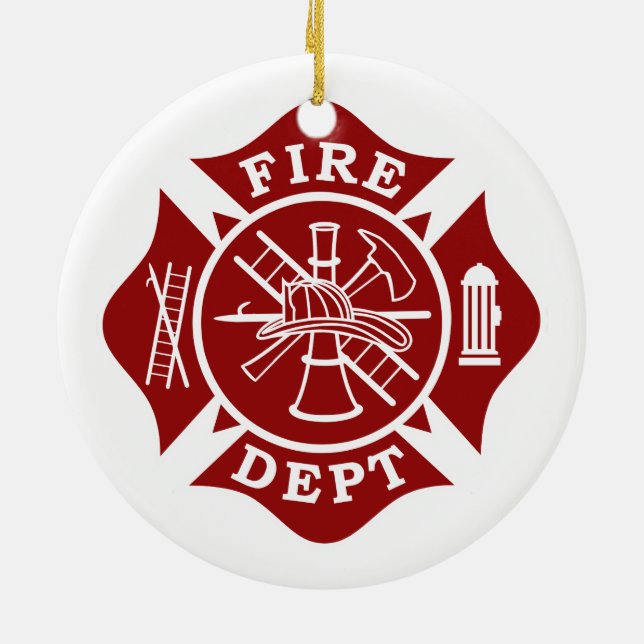 Maltesischer Kreuz-Ornament mit Feuerwehr Keramikornament (Hinten)