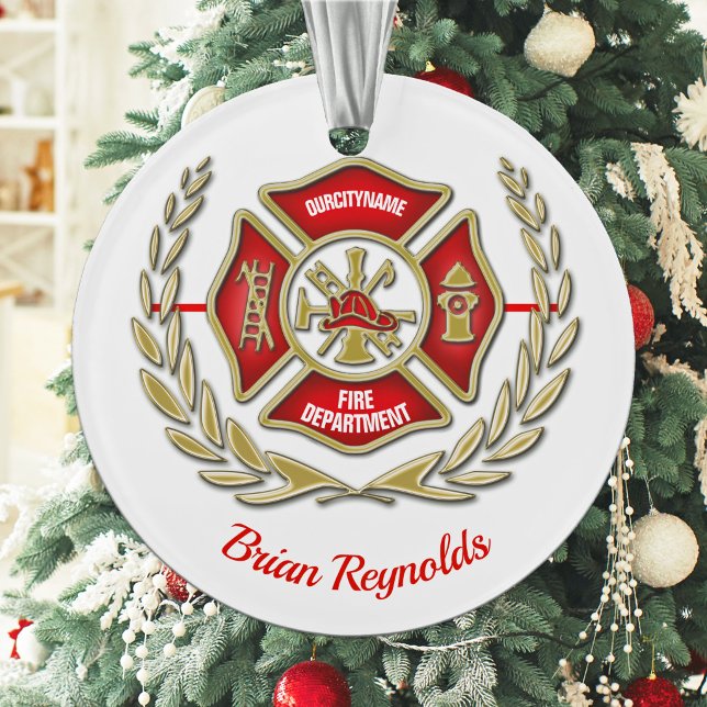 Maltesischer Personalisierter Feuerwehrmann Ornament (Von Creator hochgeladen)