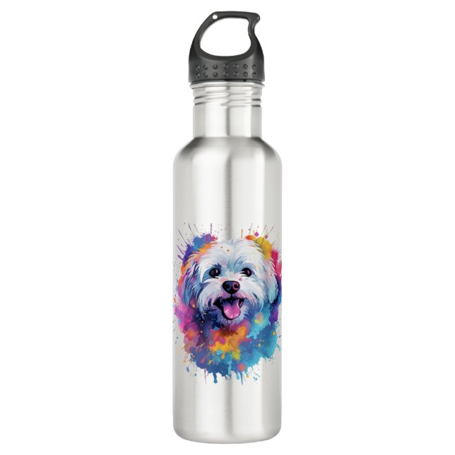 Maltesischer Splash Art Hund T - Shirt Classic T- Edelstahlflasche (Vorderseite)