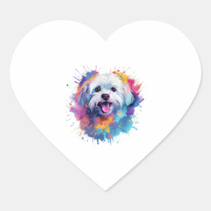 Maltesischer Splash Art Hund T - Shirt Classic T- Herz-Aufkleber