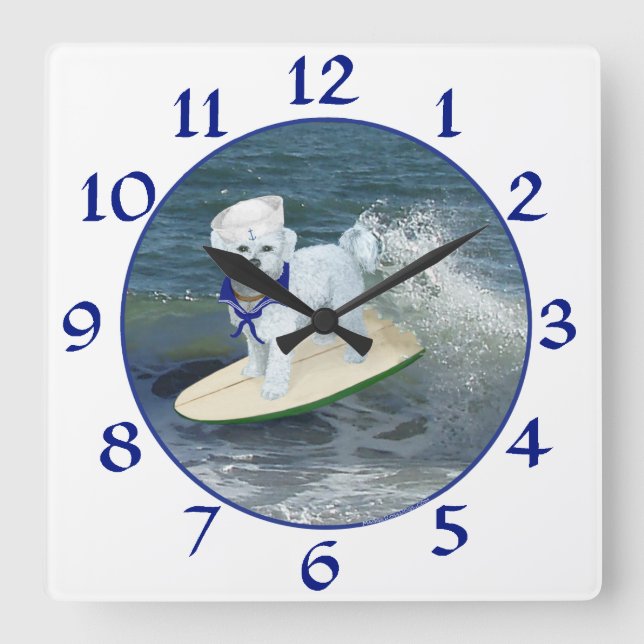 Maltesischer Surfer Typ Clock Quadratische Wanduhr (Vorderseite)