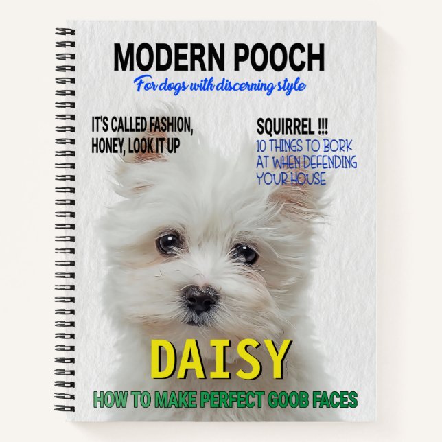 Maltesischer Terrier Parody Magazine Cover Notizbuch (Vorderseite)
