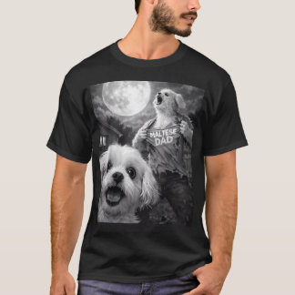 Maltesischer Vater Lustig Retro-Horror-Mond für Mä T-Shirt