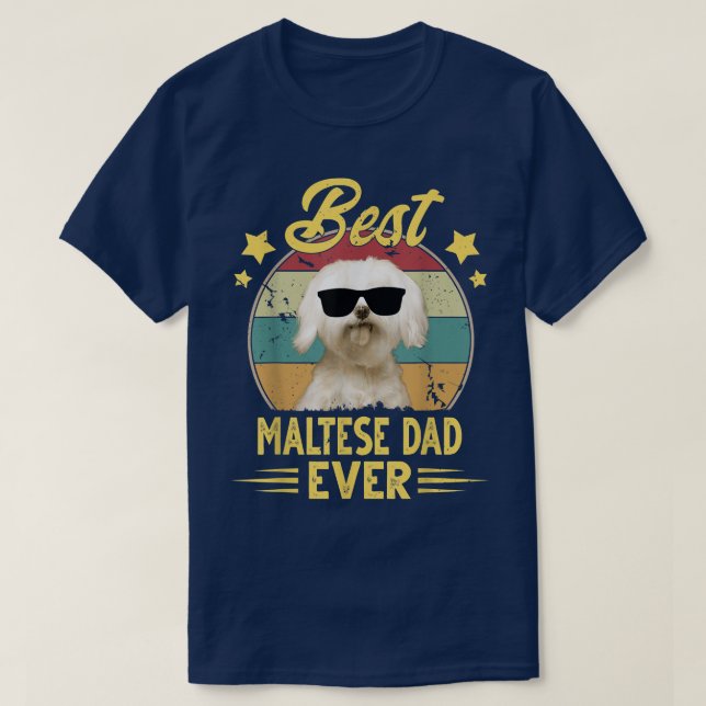 Maltesischer Vater Vintag Sonnenbrille Funny Malte T-Shirt (Design vorne)