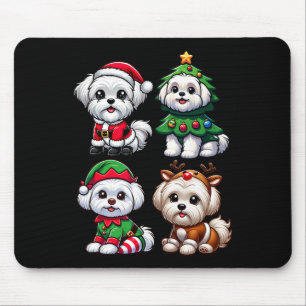 Maltesischer Weihnachtsbaum Santa Elf Kostüm Hund Mousepad