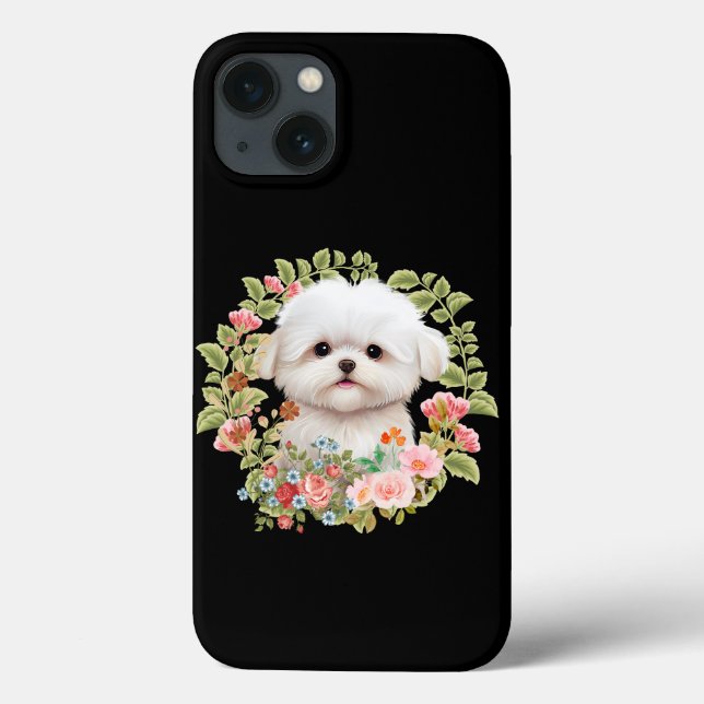 Maltesischer Welpe in Bloom, maltesischer Hundelie Case-Mate iPhone Hülle (Rückseite)