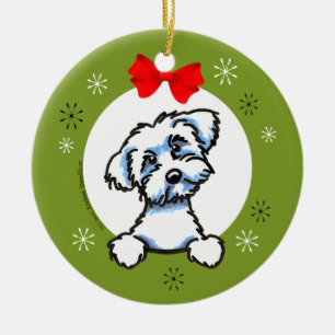 Maltesischer Welpen-Schnitt-Weihnachtsklassiker Keramik Ornament