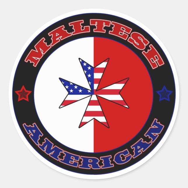 Maltesisches amerikanisches Cross-Ensign Runder Aufkleber (Vorderseite)