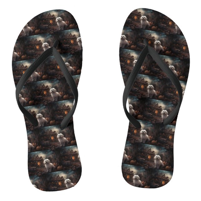 Maltesisches Halloween Beängstigend Flip Flops (Fußbett)