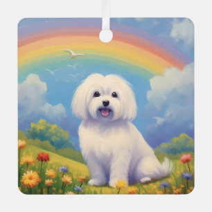 Maltesisches Memorial Custom Dog Name Rainbow Brid Ornament Aus Metall