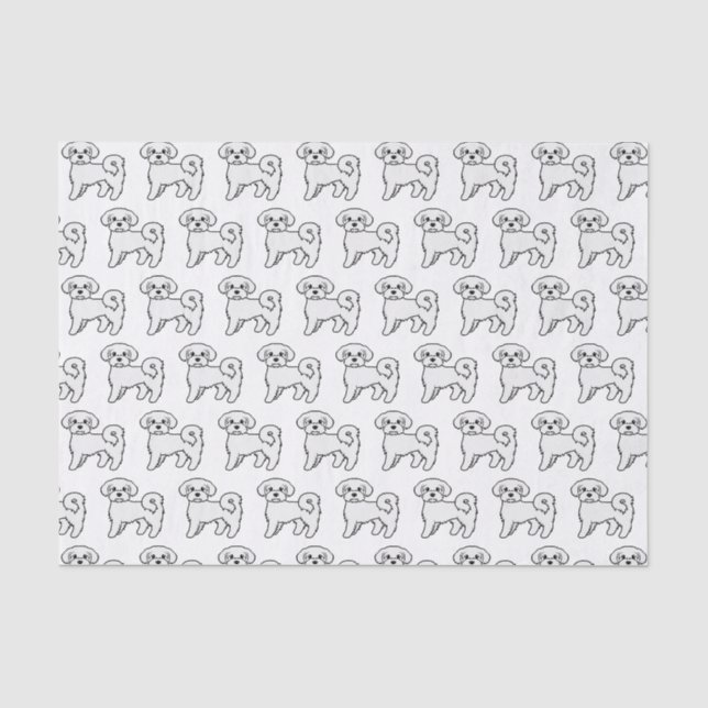 Maltesisches Niedlicher Cartoon Dog Illustrationsm Seidenpapier (Vorderseite)